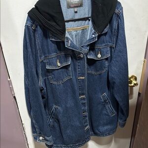 Torrid Blue Jean Jacket with Black Hood